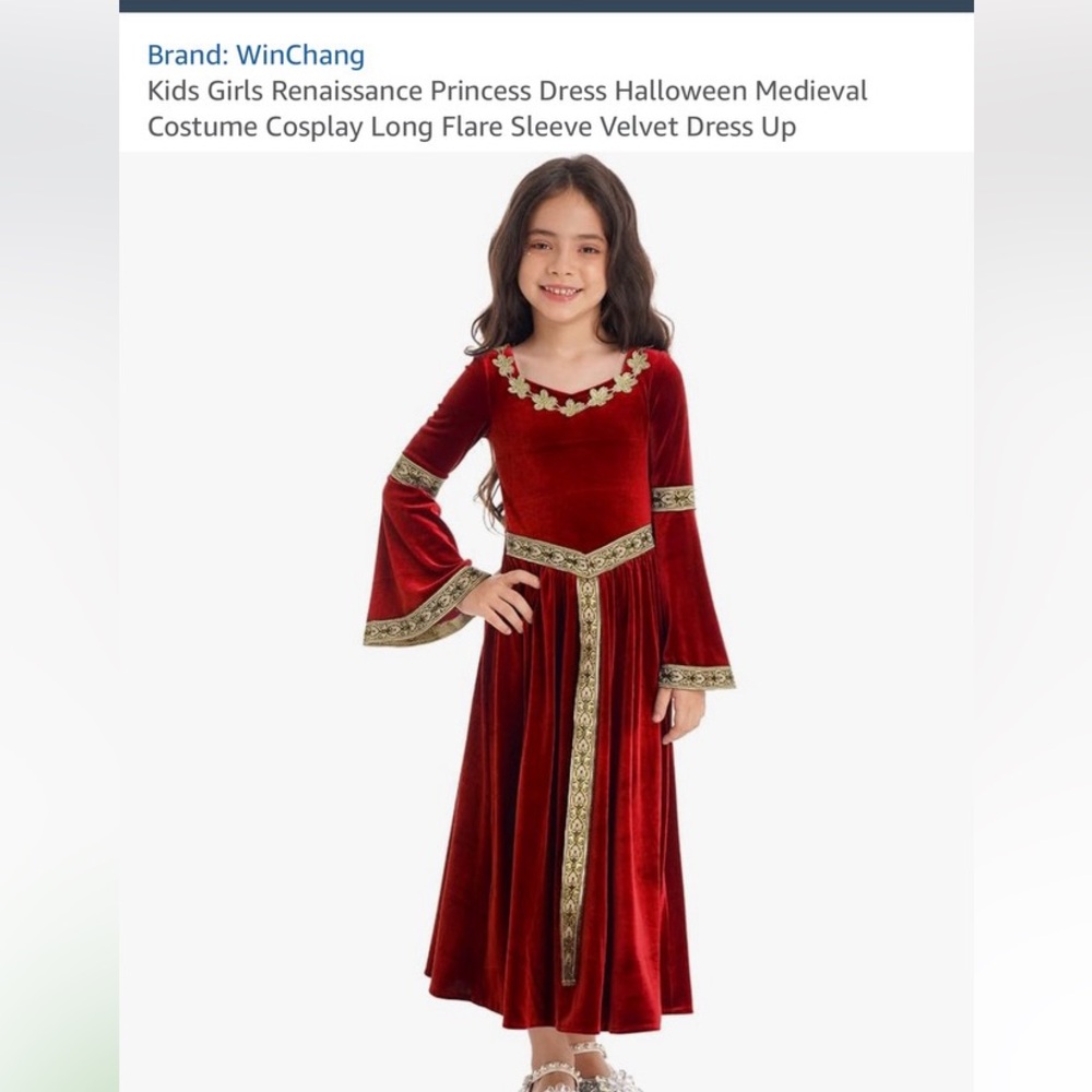 Kids Renaissance Princess Dress - Red Velvet